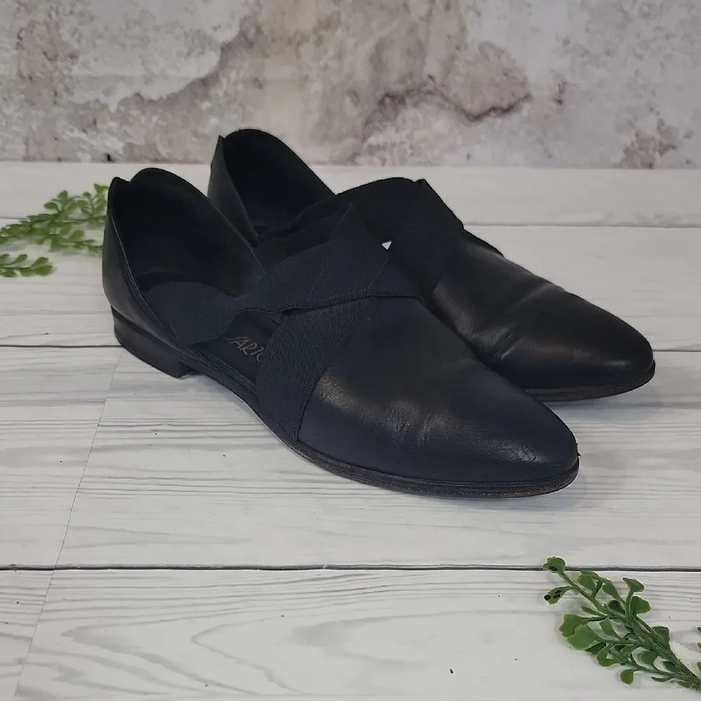 Franco Sarto Loafer Leather Flats in Black Womens Size 10